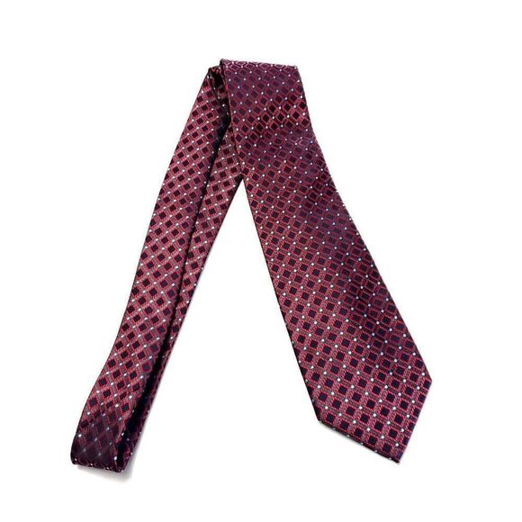Alexander Julian Colours Red Pewter Geometric Polyester Tie - Picture 6 of 6